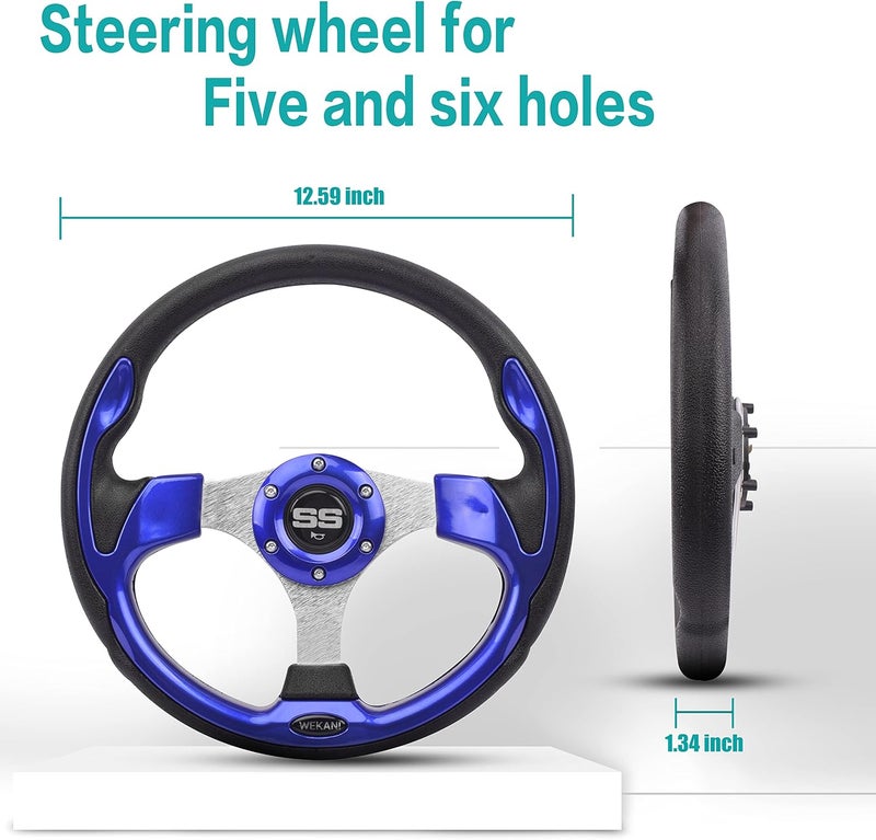 WEKANI Golf Cart Steering wheel for EZGO YAMAHA and Club Car Precedent Most Golf carts Blue - Image 5